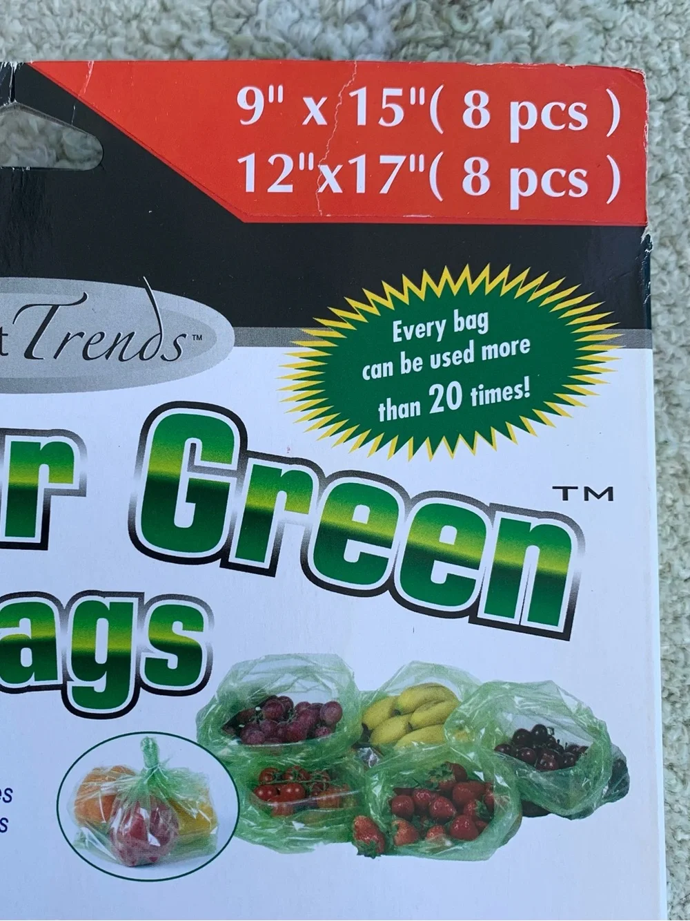 Gourmet Trends Forever Green Bags Reusable Produce Storage (16 Pack)